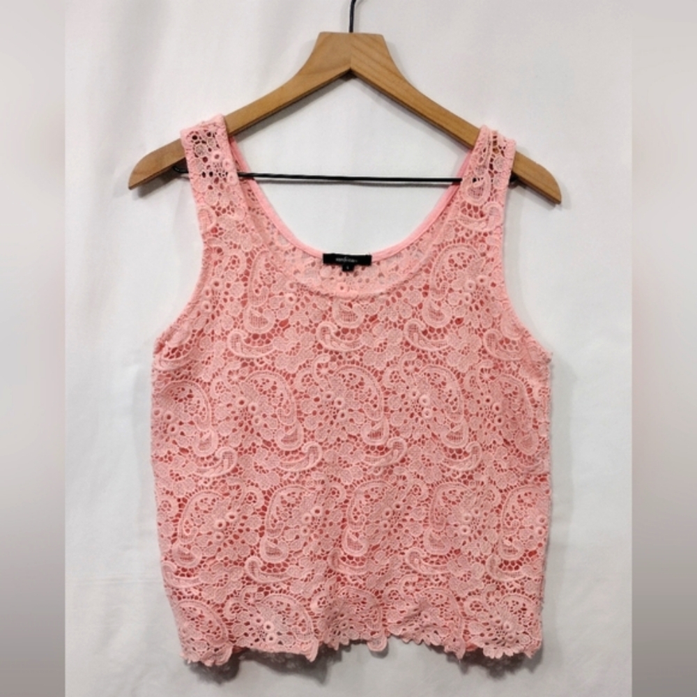 NWOT Ambiance Lace Paisley Tank Top Women's  L Pink Barbiecore Retro 90s Y2K